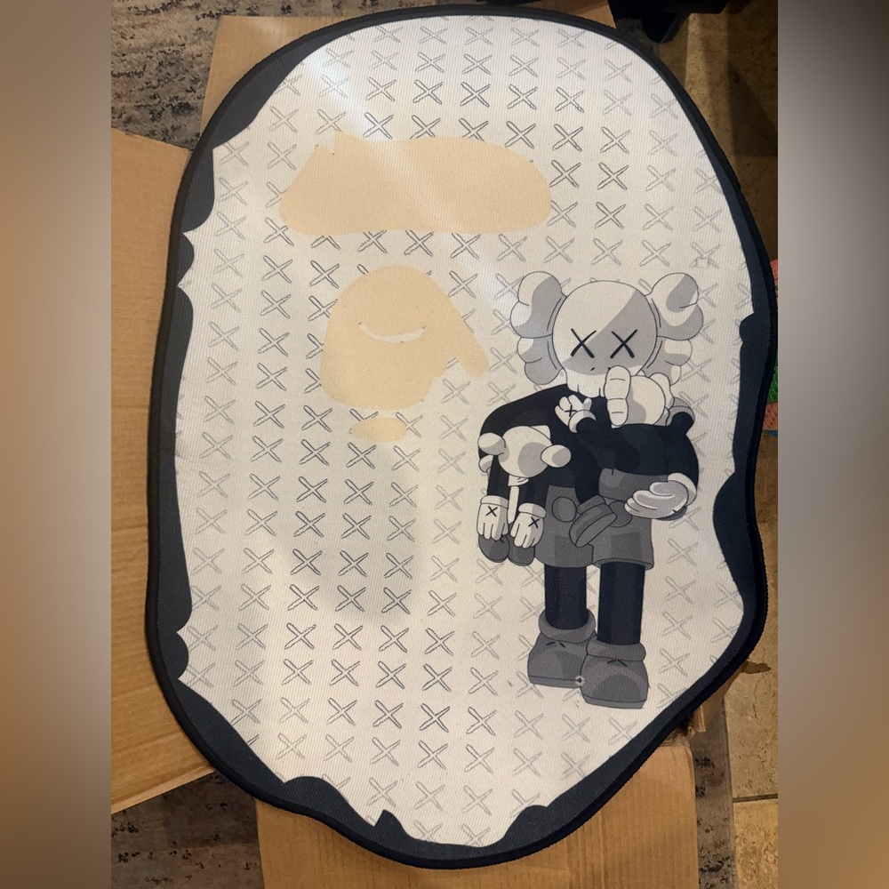 Black and White BAPE X KAWS Rug